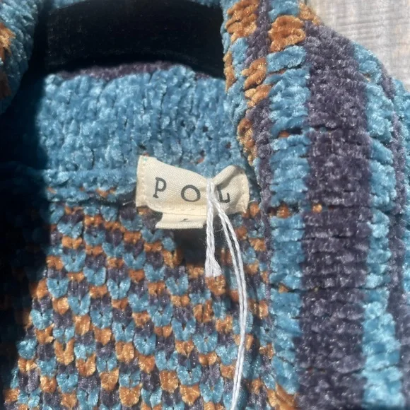 POL Teal and Brown Fringed Southwestern Cardigan - Picture 3 of 13